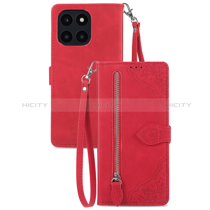 Coque Portefeuille Livre Cuir Etui Clapet S06D pour Huawei Honor X8b Rouge Plus