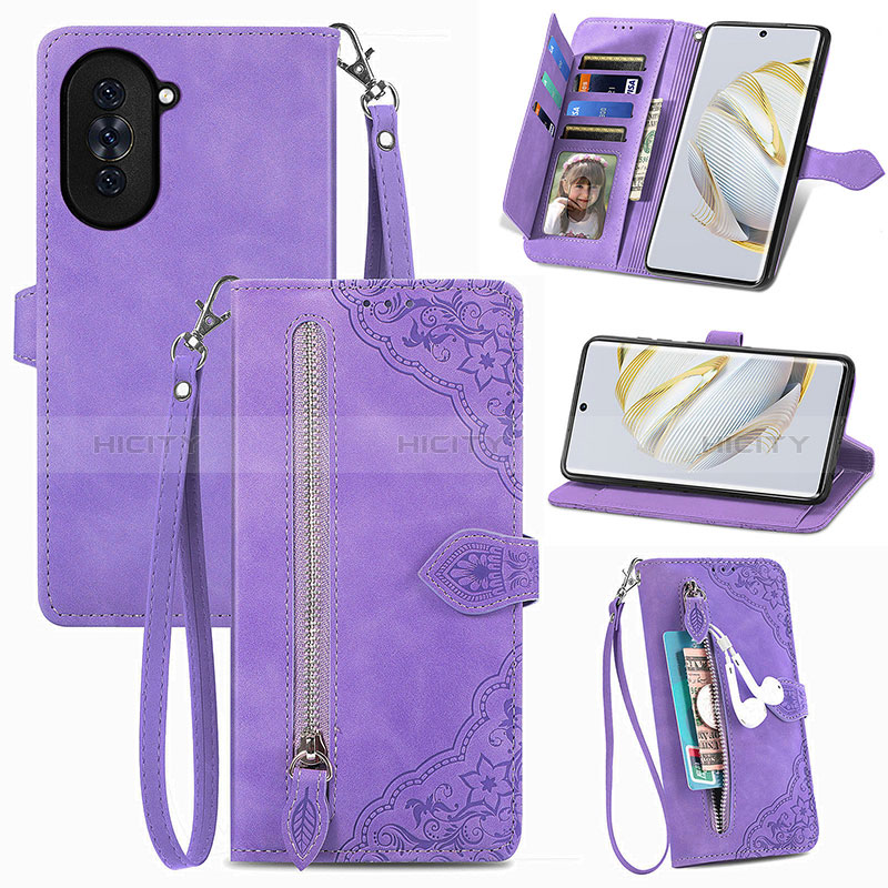 Coque Portefeuille Livre Cuir Etui Clapet S06D pour Huawei Nova 10 Violet Plus