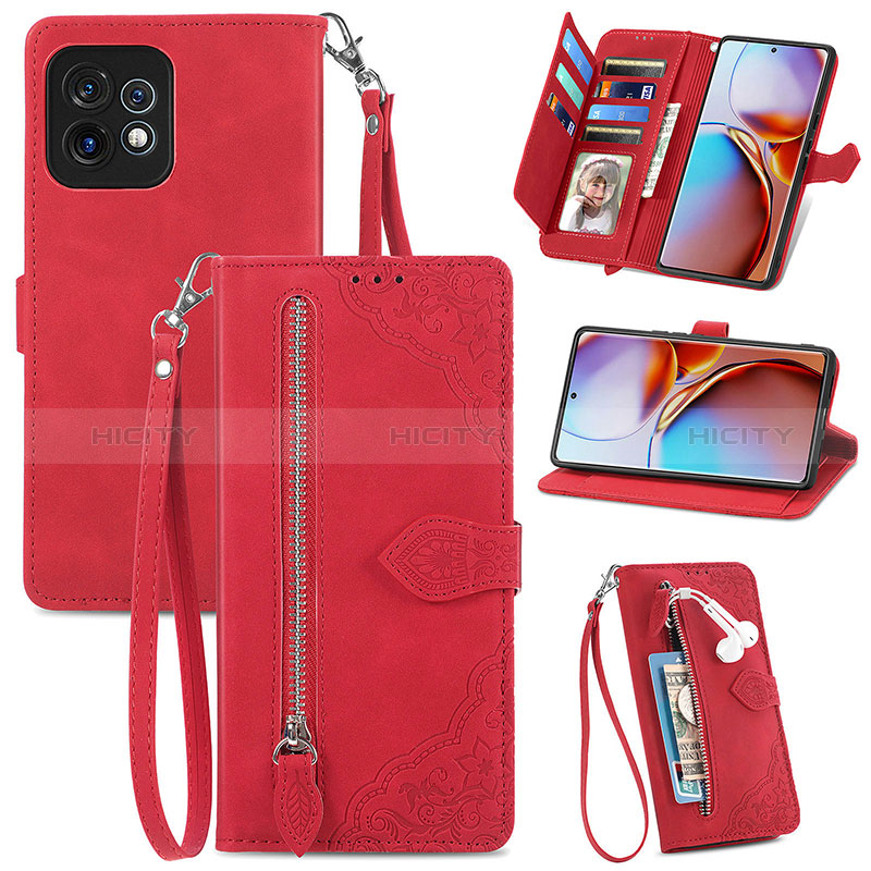 Coque Portefeuille Livre Cuir Etui Clapet S06D pour Motorola Moto Edge Plus (2023) 5G Rouge Plus