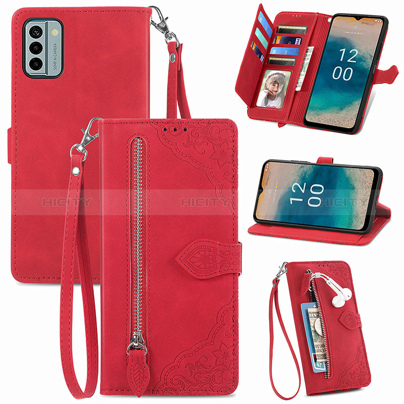 Coque Portefeuille Livre Cuir Etui Clapet S06D pour Nokia G22 Rouge Plus