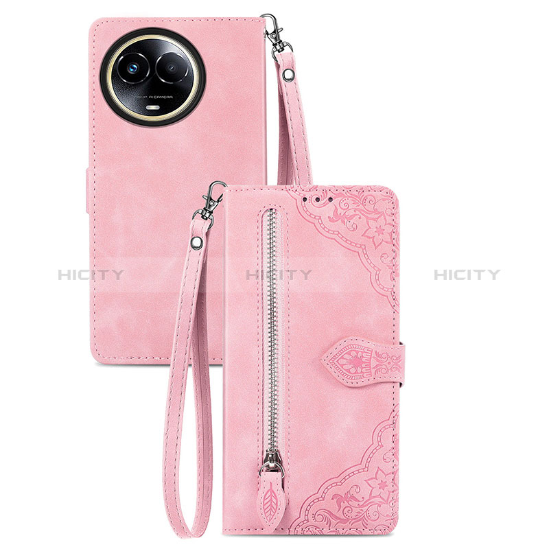 Coque Portefeuille Livre Cuir Etui Clapet S06D pour Realme 11 5G Rose Plus