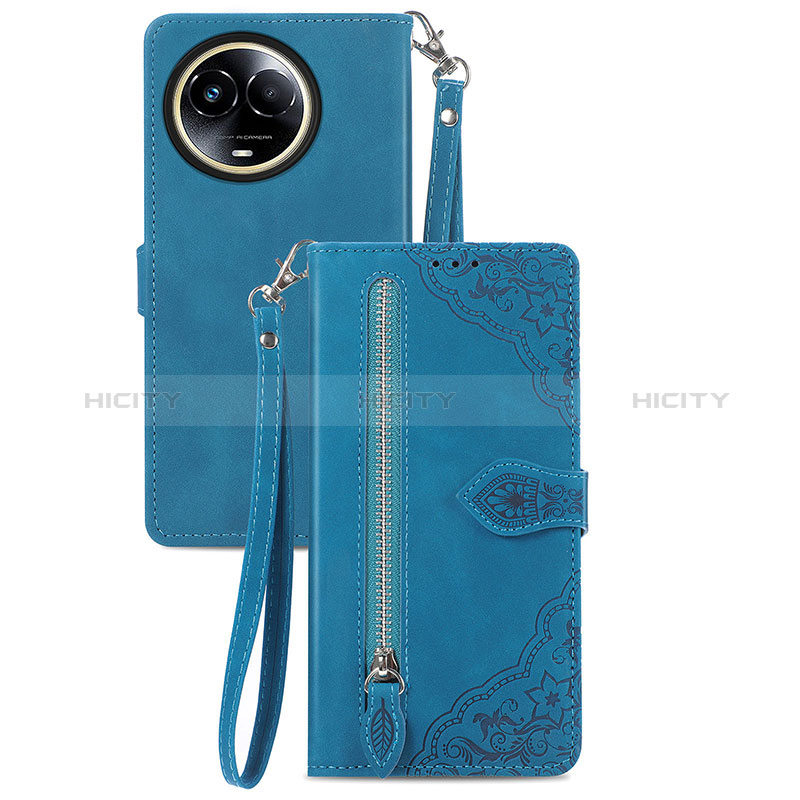 Coque Portefeuille Livre Cuir Etui Clapet S06D pour Realme V50 5G Bleu Plus