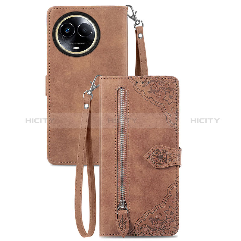 Coque Portefeuille Livre Cuir Etui Clapet S06D pour Realme V50s 5G Marron Plus