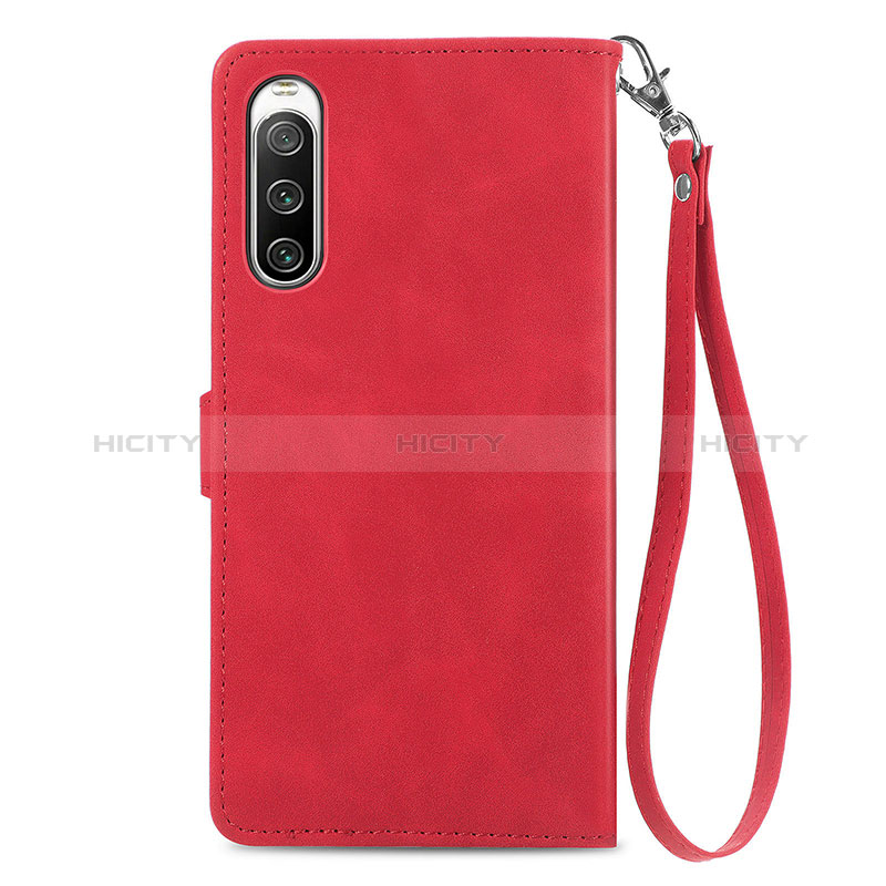 Coque Portefeuille Livre Cuir Etui Clapet S06D pour Sony Xperia 10 IV Rouge Plus