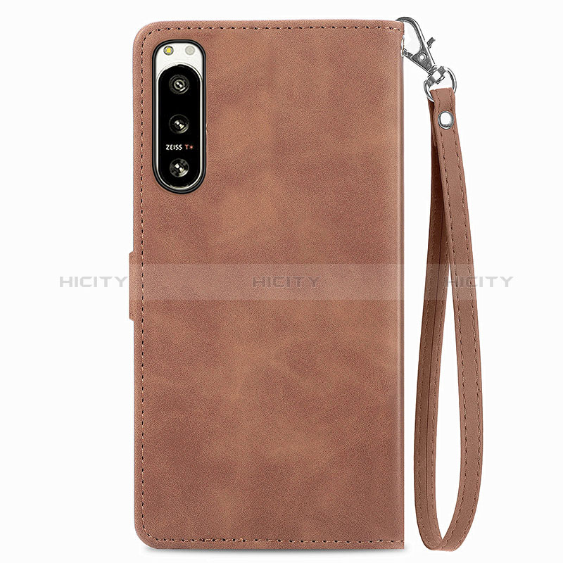 Coque Portefeuille Livre Cuir Etui Clapet S06D pour Sony Xperia 5 IV Marron Plus