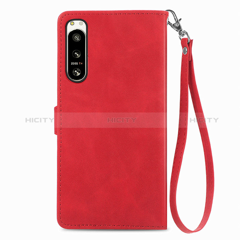 Coque Portefeuille Livre Cuir Etui Clapet S06D pour Sony Xperia 5 IV Rouge Plus