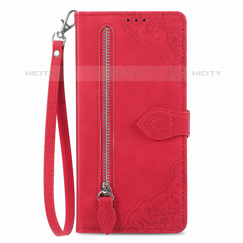 Coque Portefeuille Livre Cuir Etui Clapet S06D pour Vivo iQOO Z6x Rouge Plus