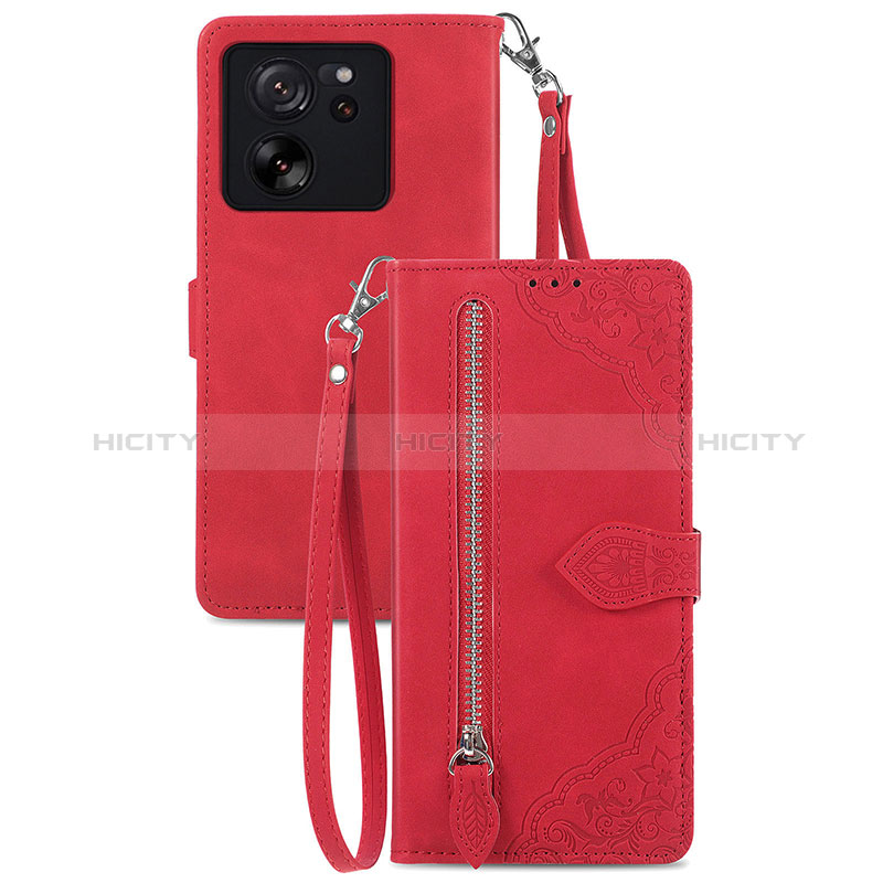 Coque Portefeuille Livre Cuir Etui Clapet S06D pour Xiaomi Mi 13T 5G Rouge Plus