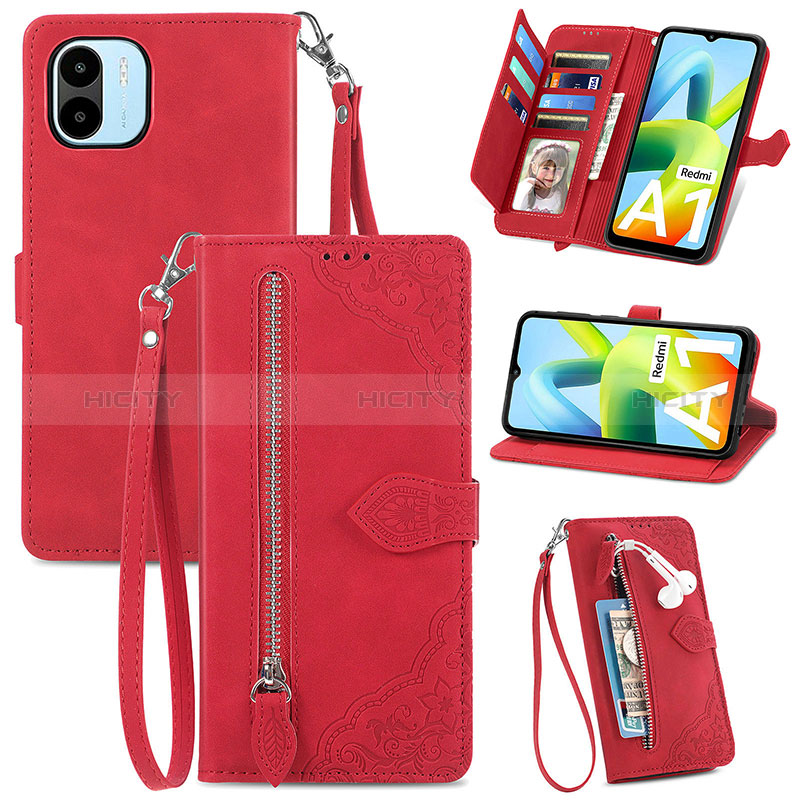 Coque Portefeuille Livre Cuir Etui Clapet S06D pour Xiaomi Poco C50 Rouge Plus