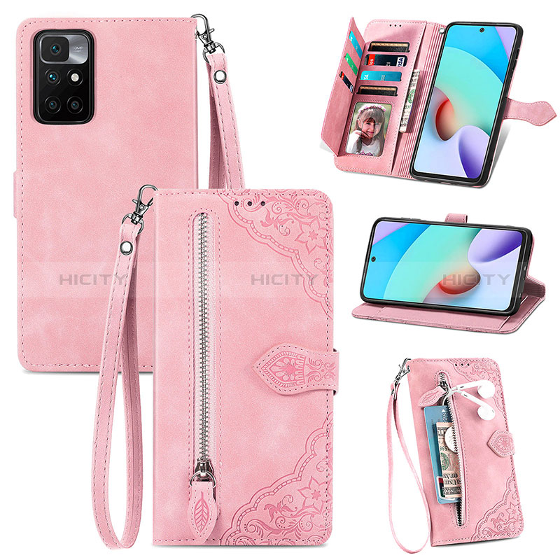 Coque Portefeuille Livre Cuir Etui Clapet S06D pour Xiaomi Poco M4 Pro 5G Rose Plus