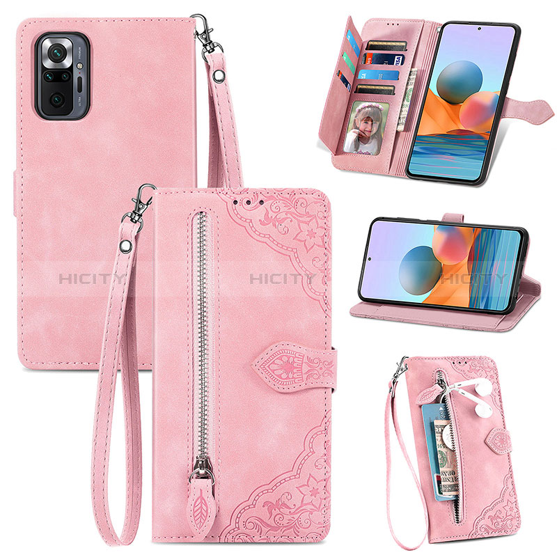 Coque Portefeuille Livre Cuir Etui Clapet S06D pour Xiaomi Redmi Note 10 Pro 4G Rose Plus