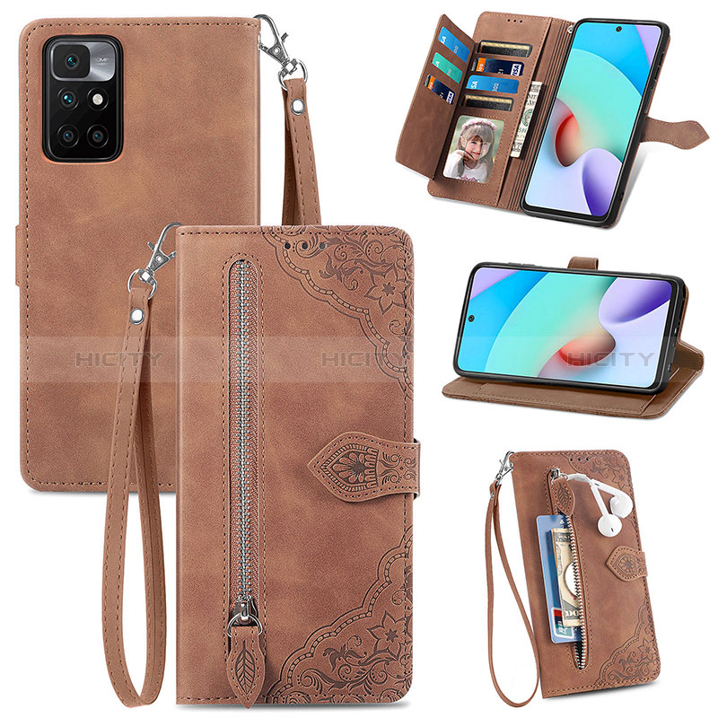 Coque Portefeuille Livre Cuir Etui Clapet S06D pour Xiaomi Redmi Note 11S 5G Marron Plus