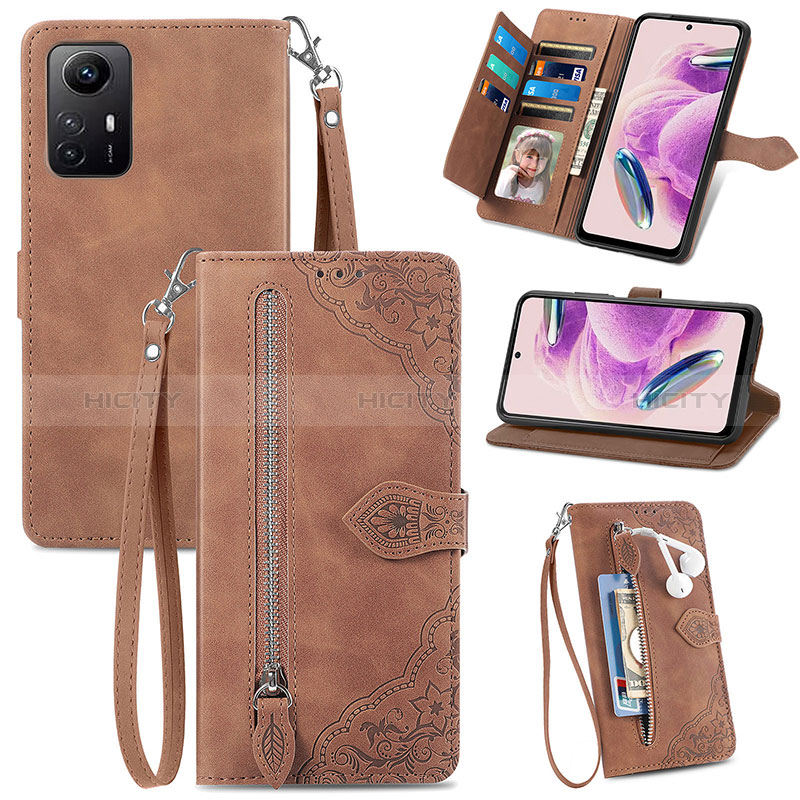 Coque Portefeuille Livre Cuir Etui Clapet S06D pour Xiaomi Redmi Note 12S Marron Plus