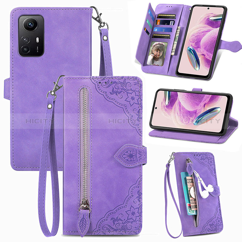 Coque Portefeuille Livre Cuir Etui Clapet S06D pour Xiaomi Redmi Note 12S Violet Plus