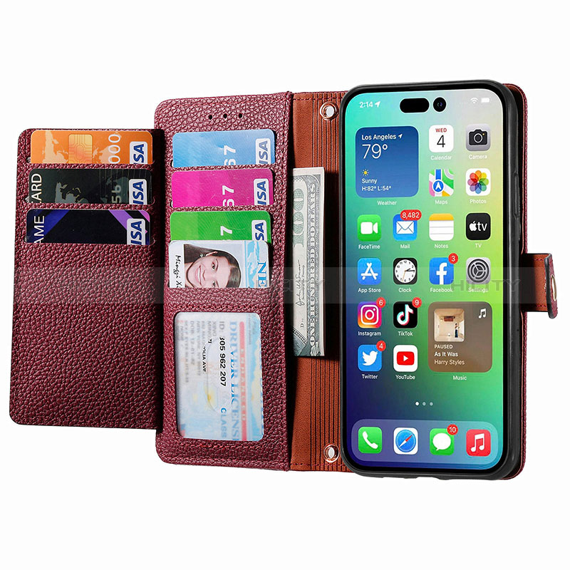 Coque Portefeuille Livre Cuir Etui Clapet S07D pour Apple iPhone 14 Pro Max Plus