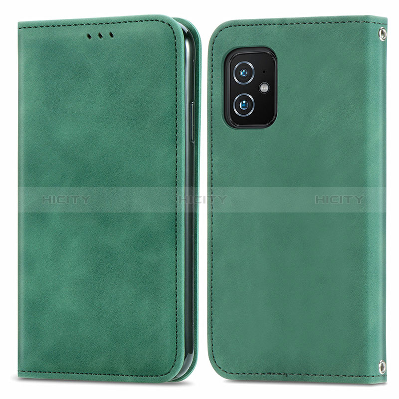 Coque Portefeuille Livre Cuir Etui Clapet S08D pour Asus ZenFone 8 Mini Vert Plus