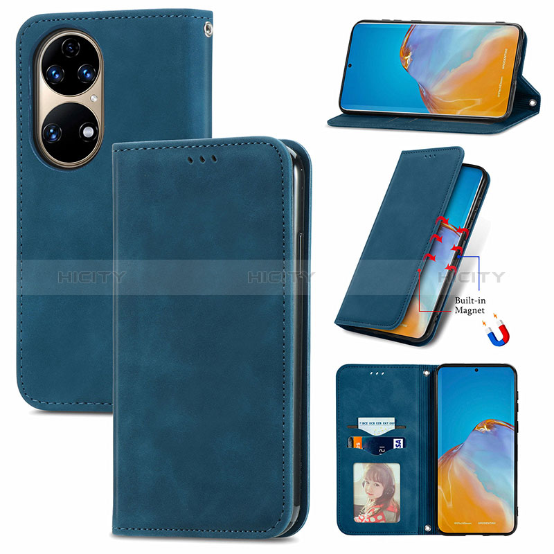 Coque Portefeuille Livre Cuir Etui Clapet S08D pour Huawei P50 Pro Plus