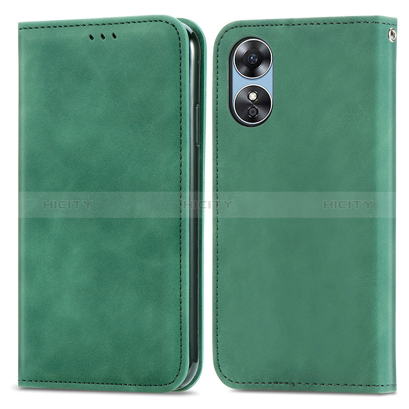 Coque Portefeuille Livre Cuir Etui Clapet S08D pour Oppo A17 Vert Plus