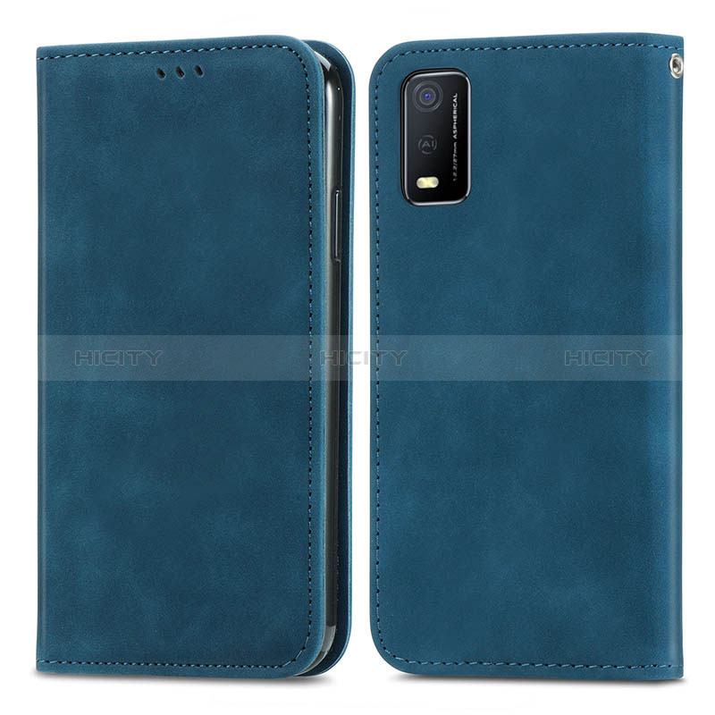 Coque Portefeuille Livre Cuir Etui Clapet S08D pour Vivo Y3s (2021) Bleu Plus