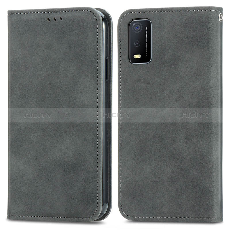 Coque Portefeuille Livre Cuir Etui Clapet S08D pour Vivo Y3s (2021) Gris Plus