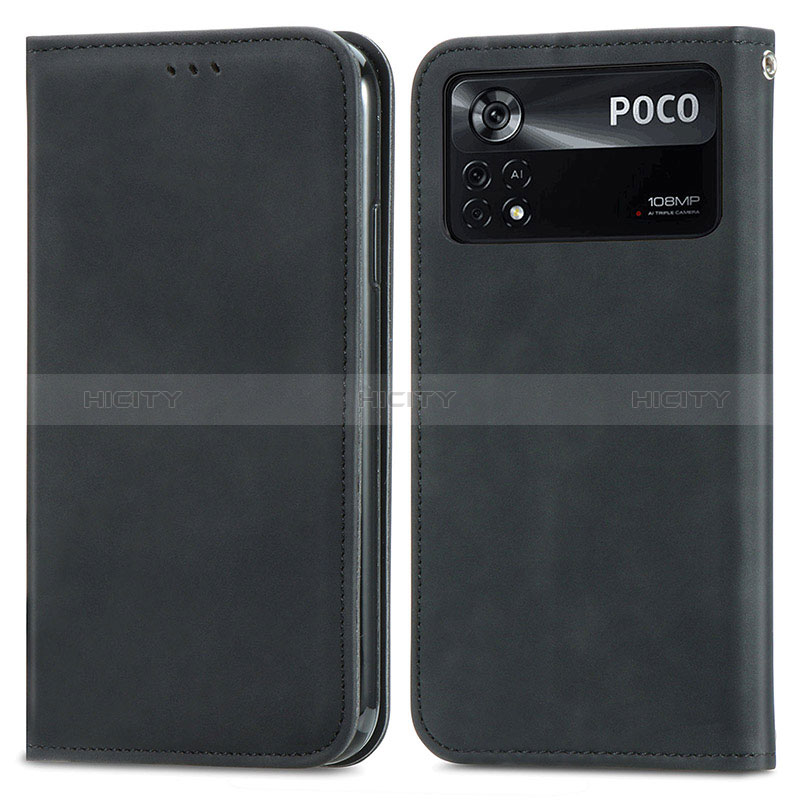 Coque Portefeuille Livre Cuir Etui Clapet S08D pour Xiaomi Poco X4 Pro 5G Noir Plus