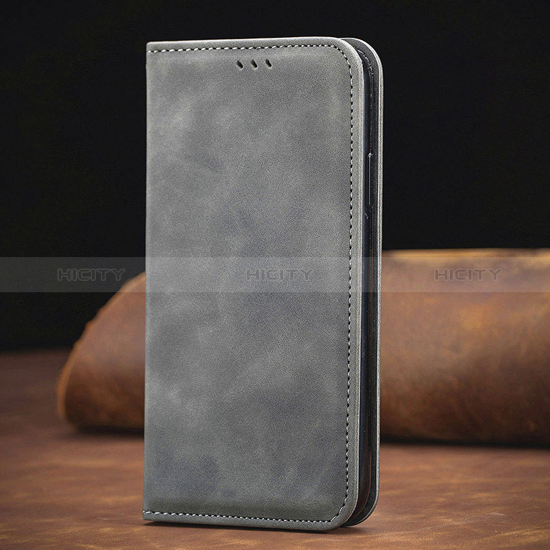 Coque Portefeuille Livre Cuir Etui Clapet S08D pour Xiaomi Redmi 9 Power Gris Plus