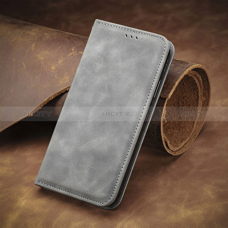 Coque Portefeuille Livre Cuir Etui Clapet S08D pour Xiaomi Redmi K40 Gaming 5G Gris Plus