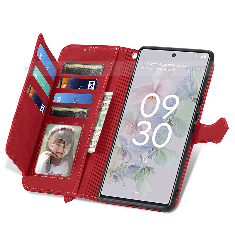 Coque Portefeuille Livre Cuir Etui Clapet S09D pour Google Pixel 6a 5G Plus