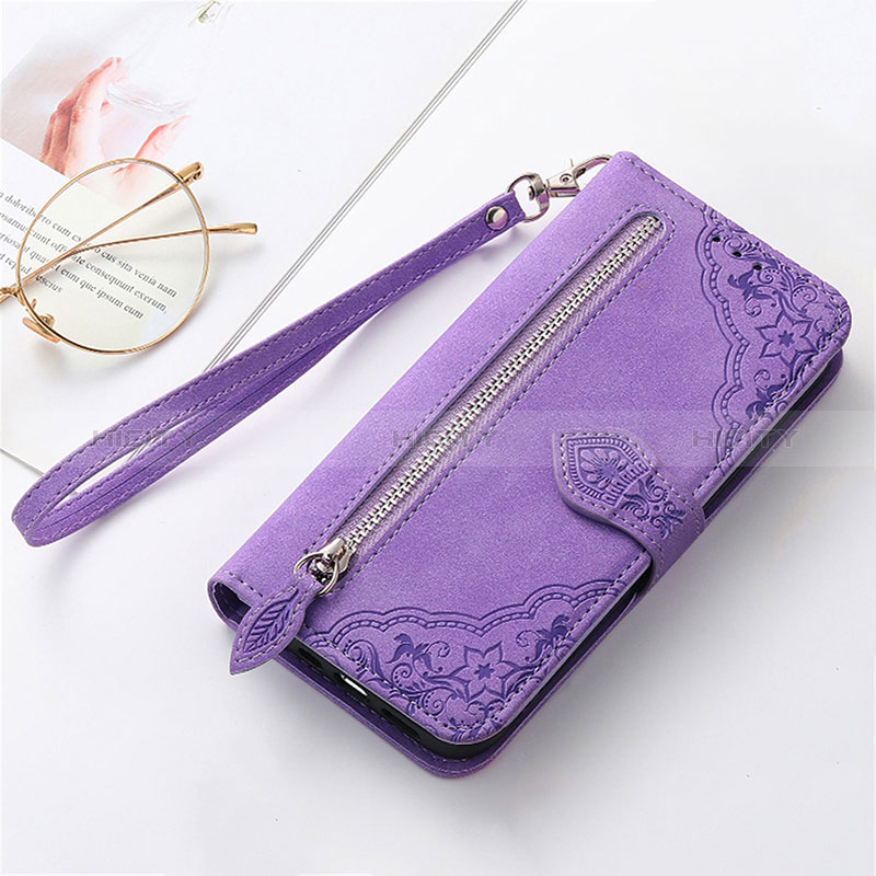 Coque Portefeuille Livre Cuir Etui Clapet S09D pour Huawei Enjoy 50 Pro Violet Plus