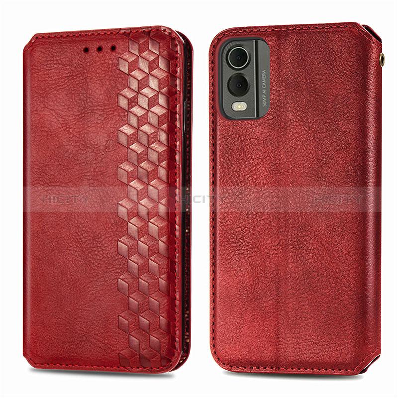 Coque Portefeuille Livre Cuir Etui Clapet S09D pour Nokia C210 Rouge Plus