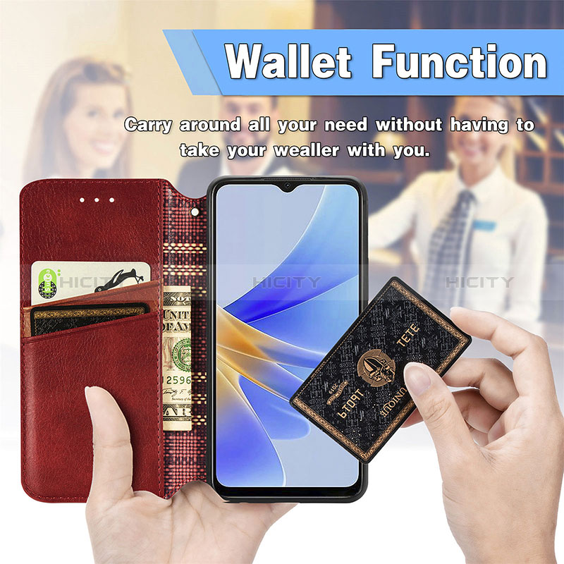 Coque Portefeuille Livre Cuir Etui Clapet S09D pour Oppo A17K Plus