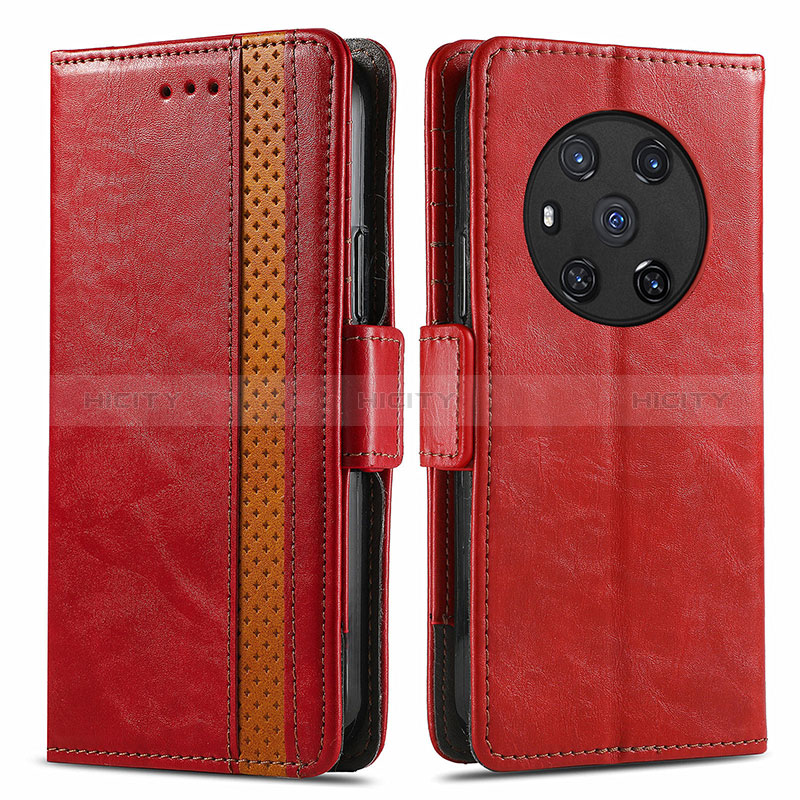 Coque Portefeuille Livre Cuir Etui Clapet S10D pour Huawei Honor Magic3 5G Rouge Plus