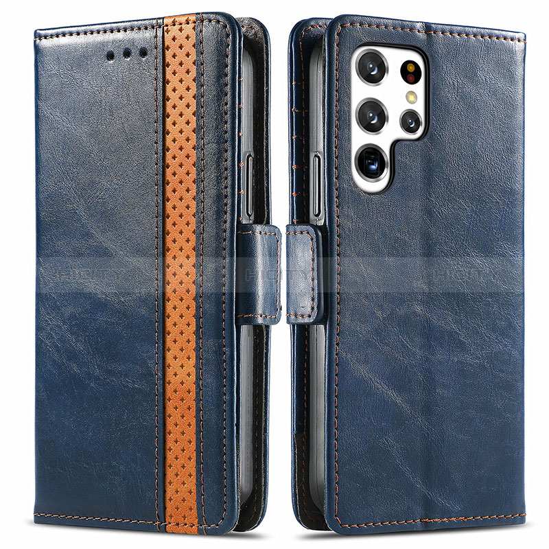 Coque Portefeuille Livre Cuir Etui Clapet S10D pour Samsung Galaxy S24 Ultra 5G Bleu Plus