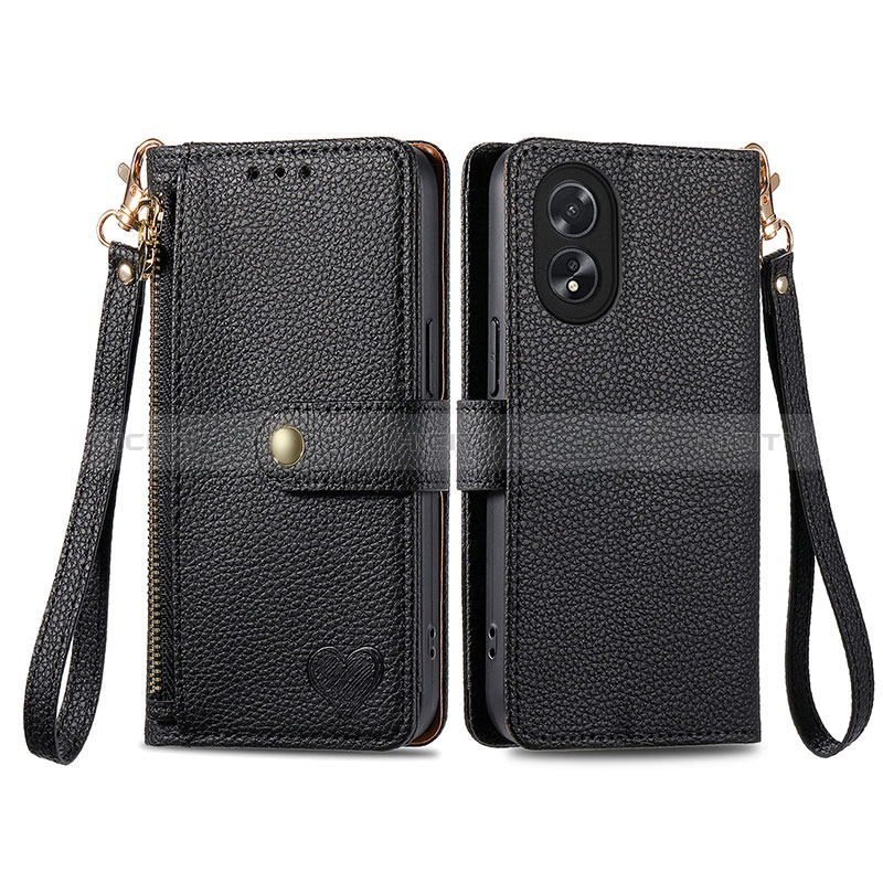 Coque Portefeuille Livre Cuir Etui Clapet S15D pour Oppo A38 Noir Plus