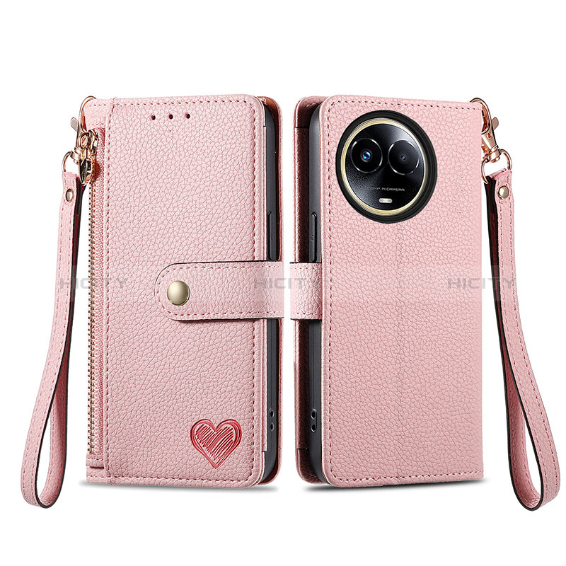 Coque Portefeuille Livre Cuir Etui Clapet S15D pour Realme 11 5G Rose Plus