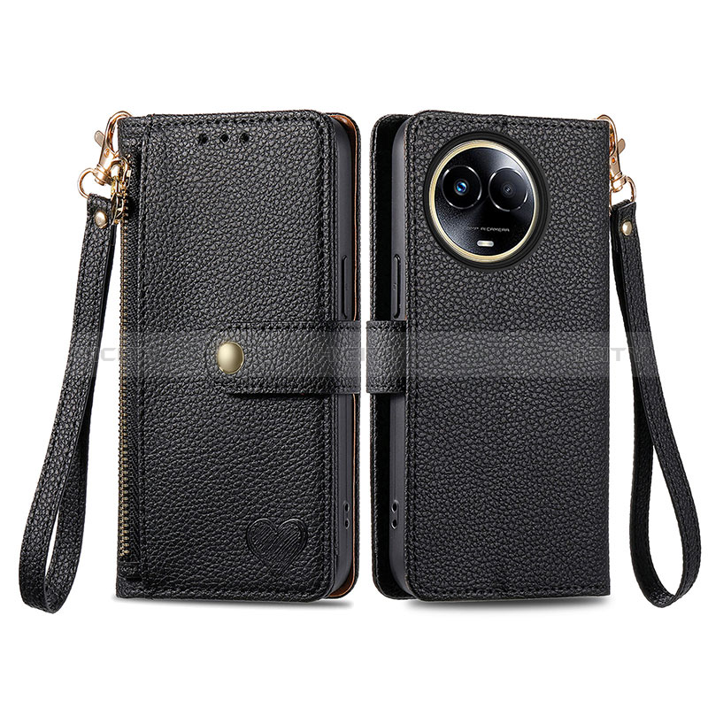 Coque Portefeuille Livre Cuir Etui Clapet S15D pour Realme V50 5G Noir Plus