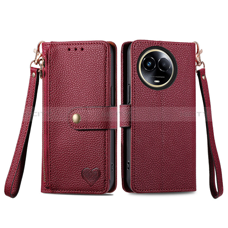 Coque Portefeuille Livre Cuir Etui Clapet S15D pour Realme V50s 5G Rouge Plus