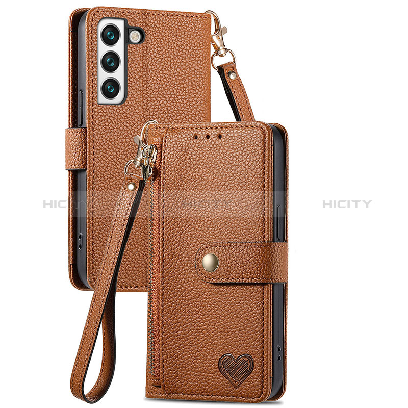 Coque Portefeuille Livre Cuir Etui Clapet S15D pour Samsung Galaxy S22 5G Marron Plus