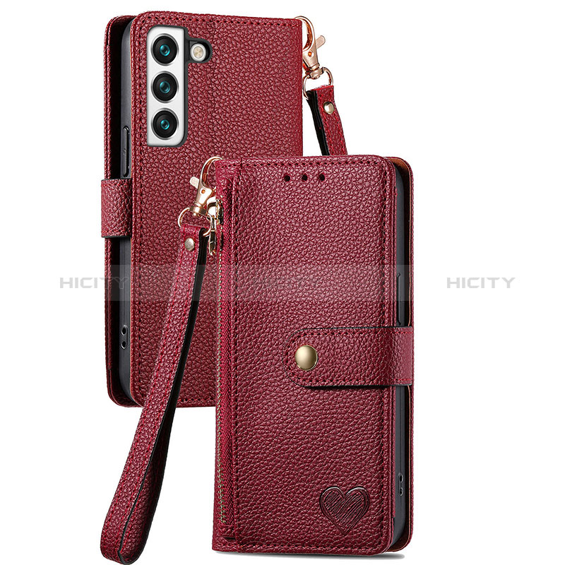 Coque Portefeuille Livre Cuir Etui Clapet S15D pour Samsung Galaxy S22 5G Rouge Plus