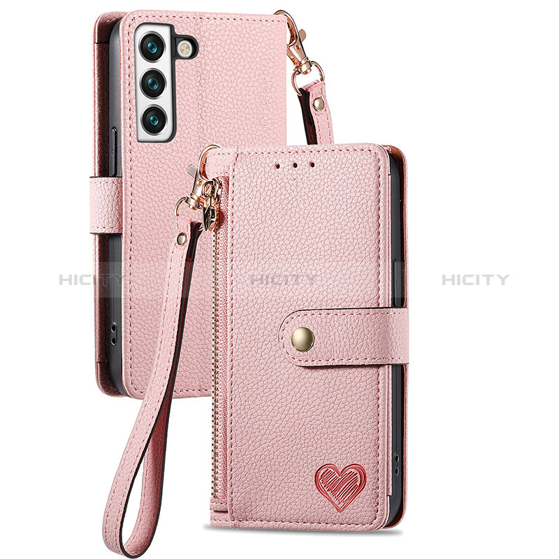 Coque Portefeuille Livre Cuir Etui Clapet S15D pour Samsung Galaxy S23 5G Rose Plus