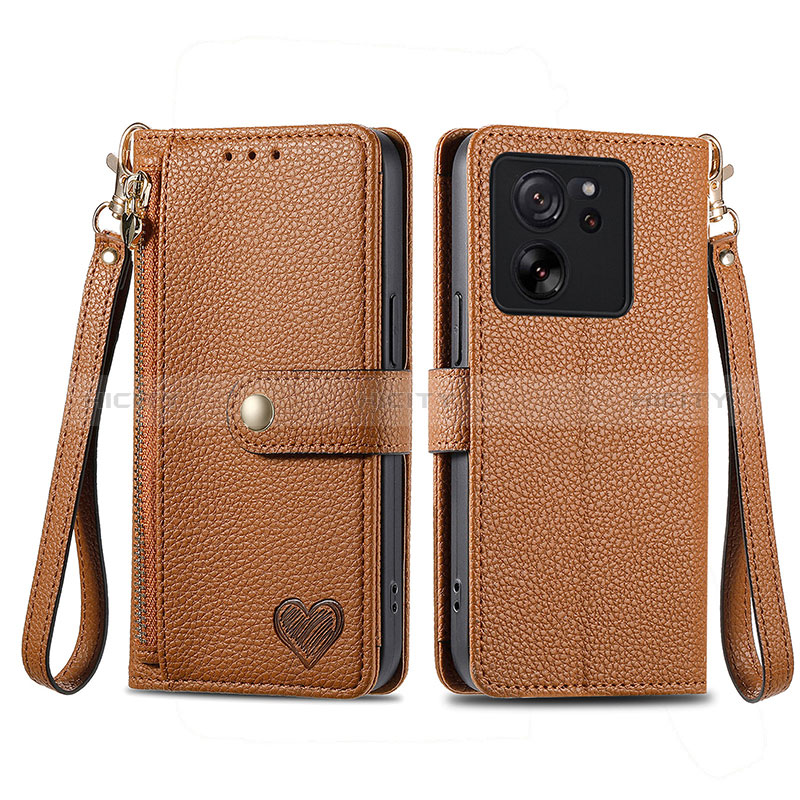 Coque Portefeuille Livre Cuir Etui Clapet S15D pour Xiaomi Mi 13T 5G Marron Plus