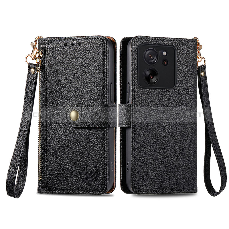 Coque Portefeuille Livre Cuir Etui Clapet S15D pour Xiaomi Mi 13T 5G Noir Plus