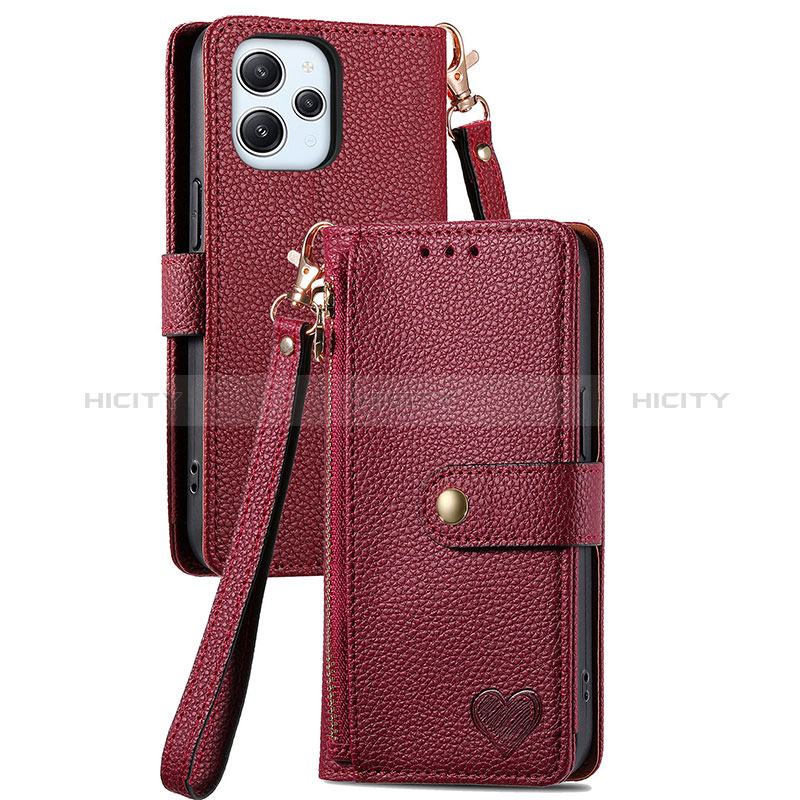 Coque Portefeuille Livre Cuir Etui Clapet S15D pour Xiaomi Redmi 12 4G Rouge Plus