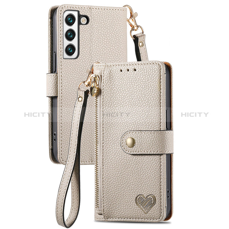 Coque Portefeuille Livre Cuir Etui Clapet S16D pour Samsung Galaxy S22 Plus 5G Gris Plus