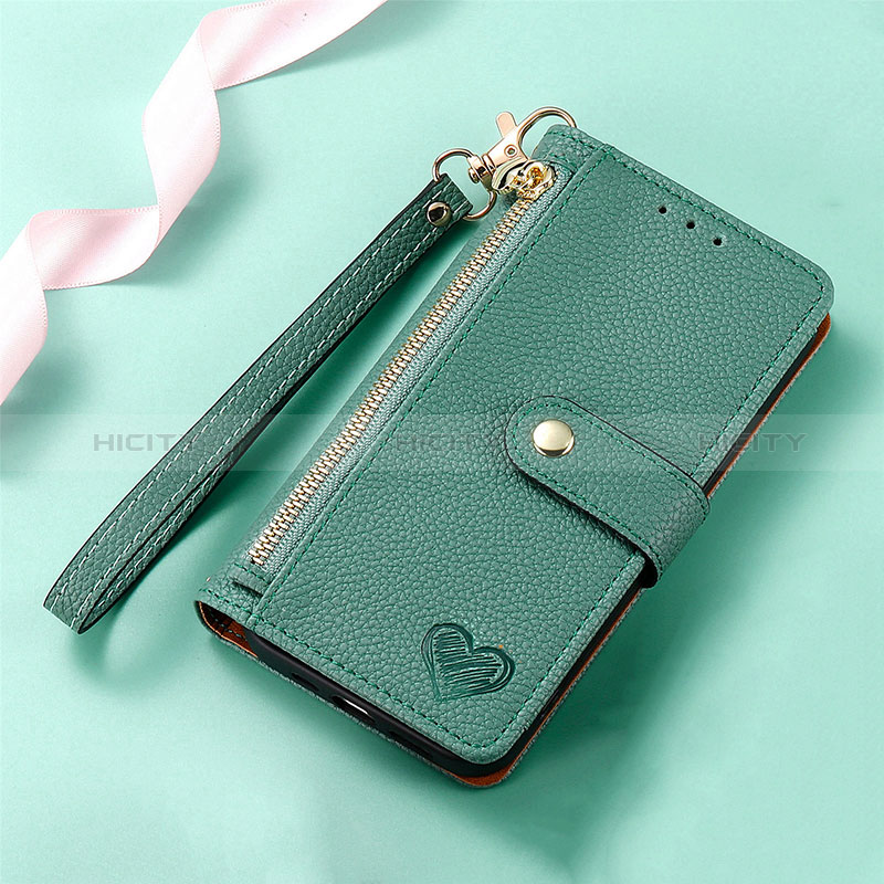 Coque Portefeuille Livre Cuir Etui Clapet S16D pour Samsung Galaxy S23 Ultra 5G Vert Plus