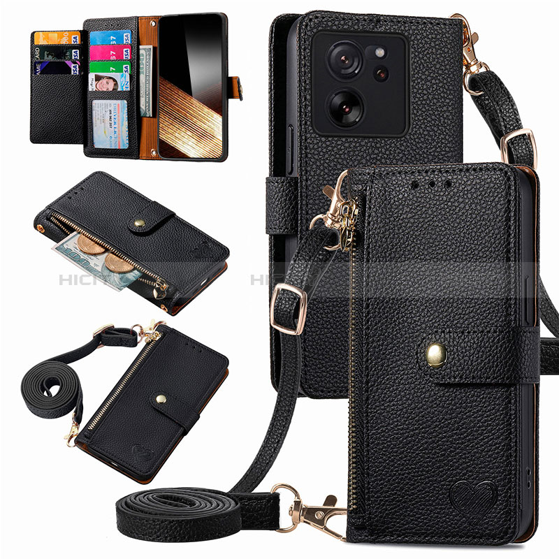 Coque Portefeuille Livre Cuir Etui Clapet S16D pour Xiaomi Mi 13T 5G Noir Plus