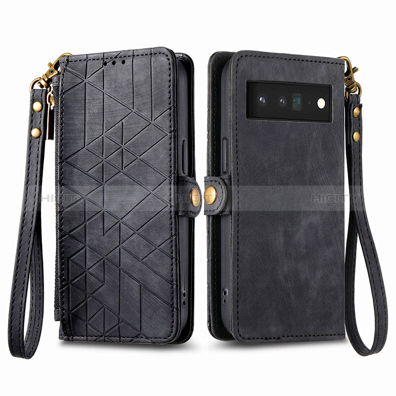 Coque Portefeuille Livre Cuir Etui Clapet S17D pour Google Pixel 6 5G Noir Plus