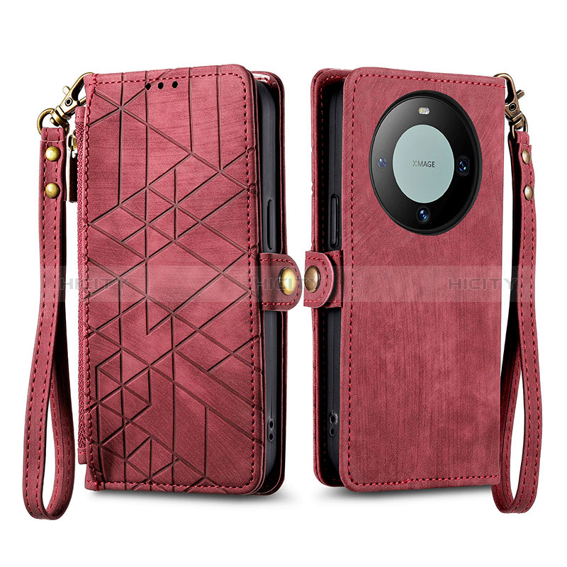 Coque Portefeuille Livre Cuir Etui Clapet S17D pour Huawei Mate 60 Rouge Plus