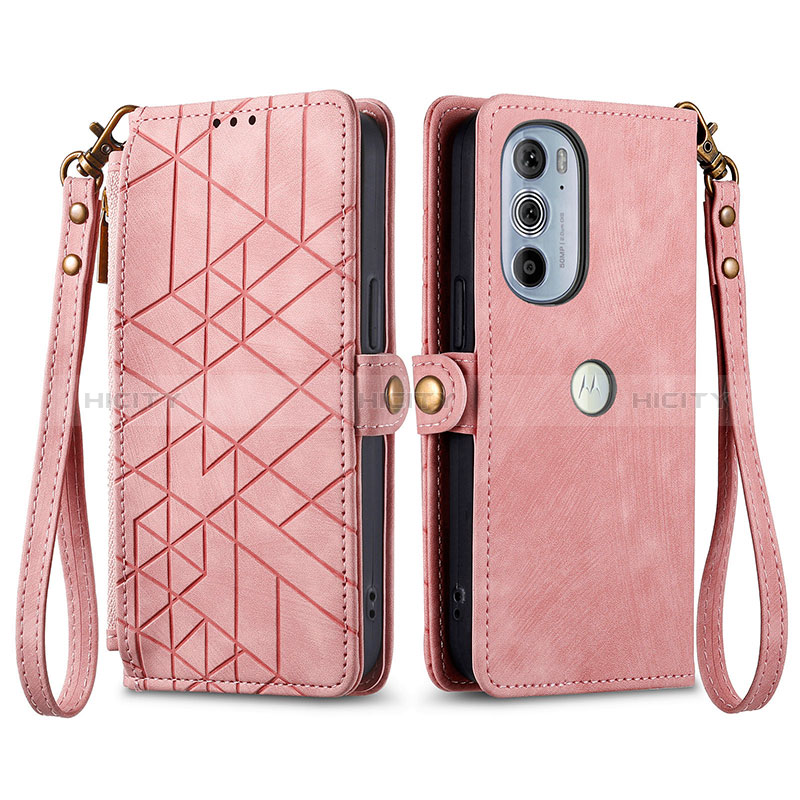 Coque Portefeuille Livre Cuir Etui Clapet S17D pour Motorola Moto Edge Plus (2022) 5G Rose Plus