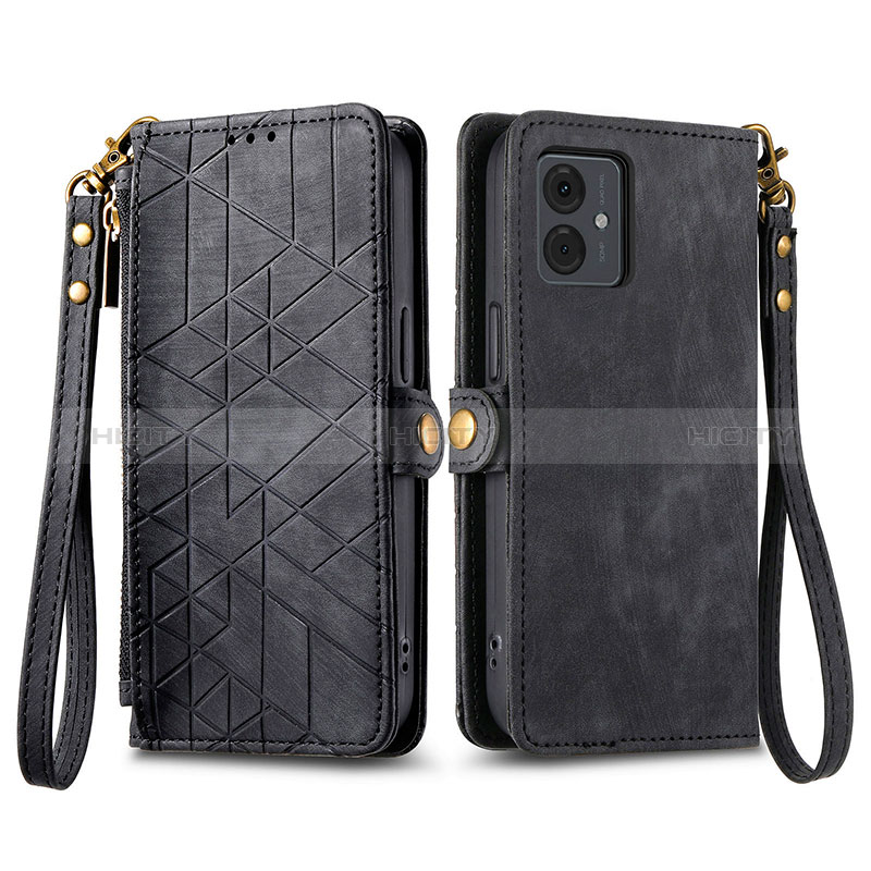 Coque Portefeuille Livre Cuir Etui Clapet S17D pour Motorola Moto G14 Noir Plus